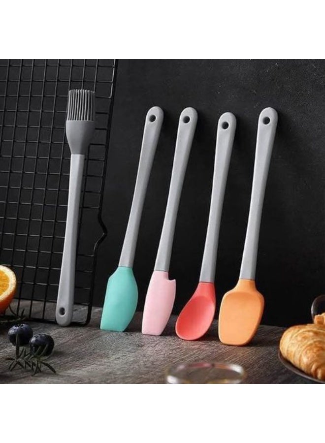 طقم ملاعق سيليكون صغيرة للمطبخ - 5 قطع - متعددة الألوان - مرنة وآمنة للاستخدام اليومي - Image 1